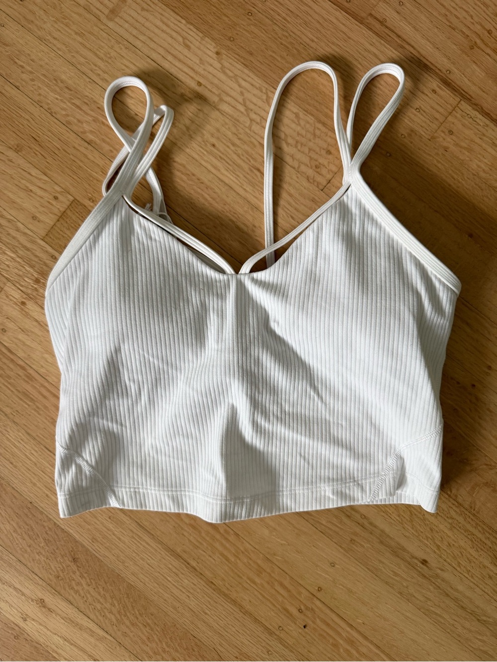 Women’s White Ribbed Sports Bra